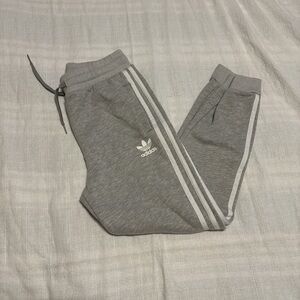 Adidas Kids Gray Sweatpants with White Stripes